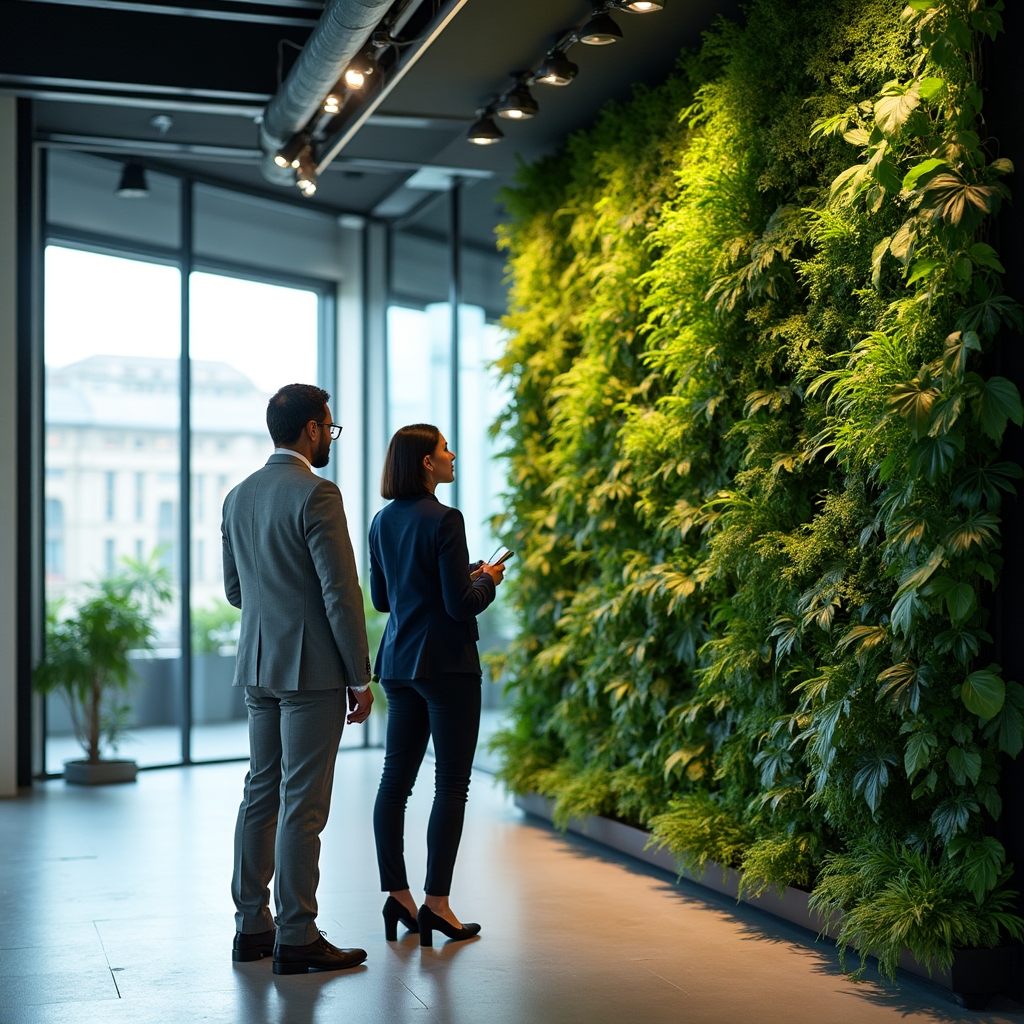 Installazione di un giardino verticale in un open space di un ufficio milanese